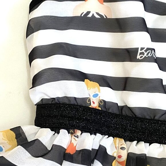 Target Girls' Barbie Retro Character Chiffon Dress White/Black Sleeveless Size M - Picture 5 of 7